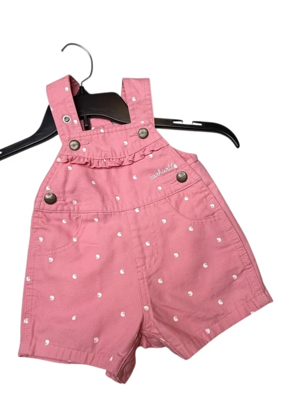 Carhartt Rose Pink White Polka Dots Ruffle Pocket Shortails